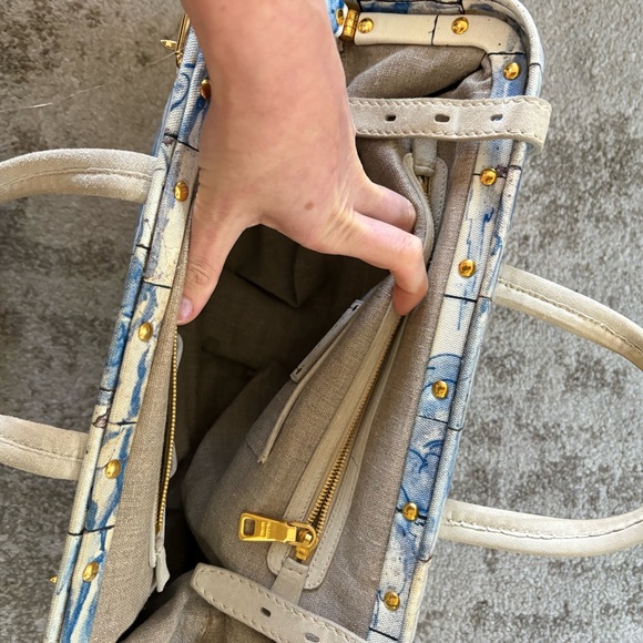 Prada Blue and White Canvas Tote Bag - Picture 9 of 13